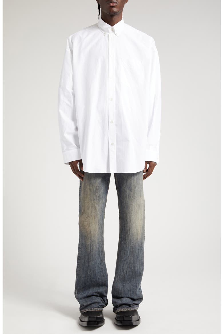 balenciaga men's dress shirt Balenciaga logo-embroidered long-sleeve Shirt | White