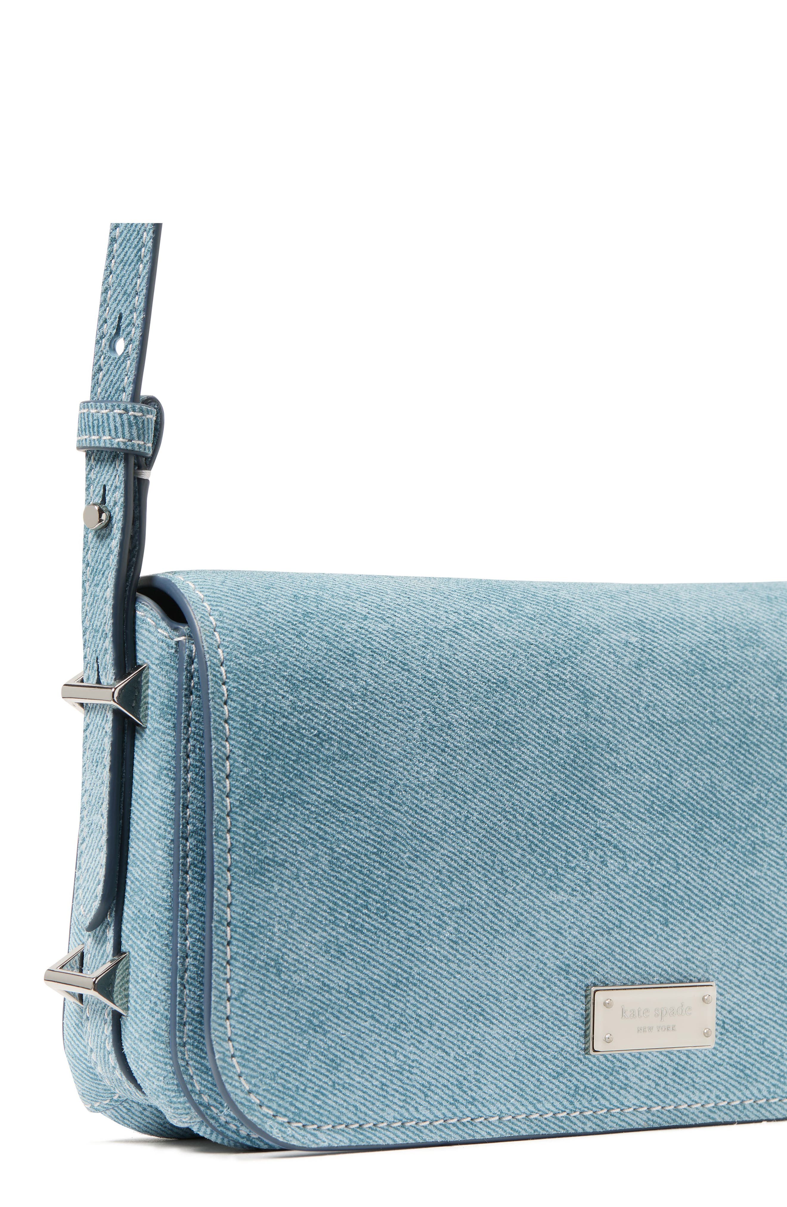 Kate Spade New York small liv denim suede east/west shoulder bag, Alternate, color, 