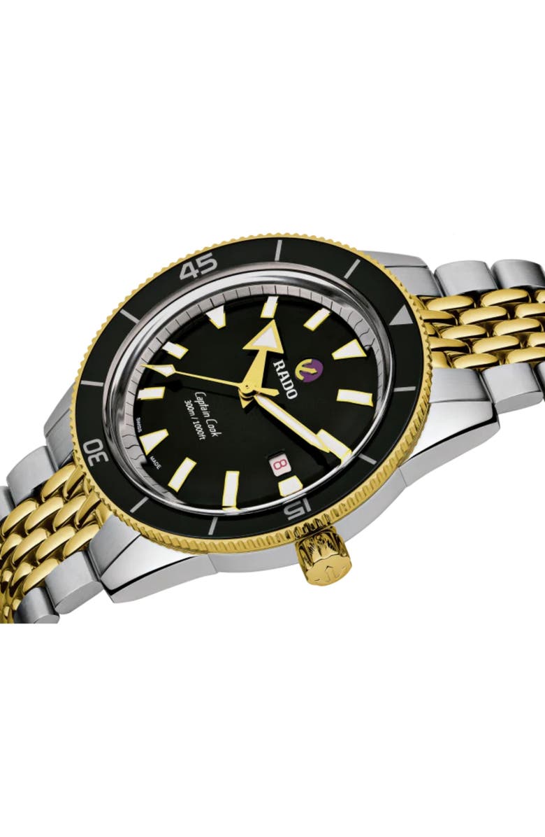 RADO Captain Cook Automatic Bracelet Watch, 42mm, Alternate, color, Yellow Gold