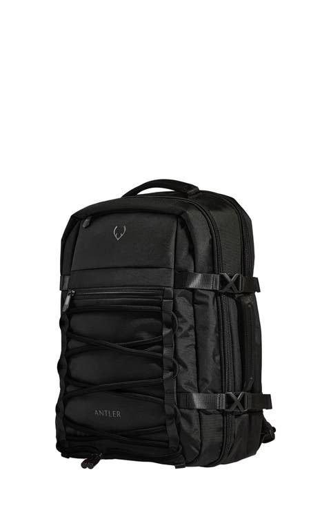 antler metis laptop backpack Discovery 28L in Mist Blue with a detachable gusset for convenient packing without rummaging Antler | Discovery Bag Backpack