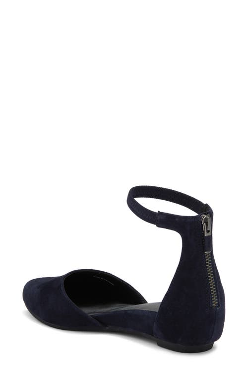 Eileen Fisher Ingle Ankle Strap Flat In Midnight Suede