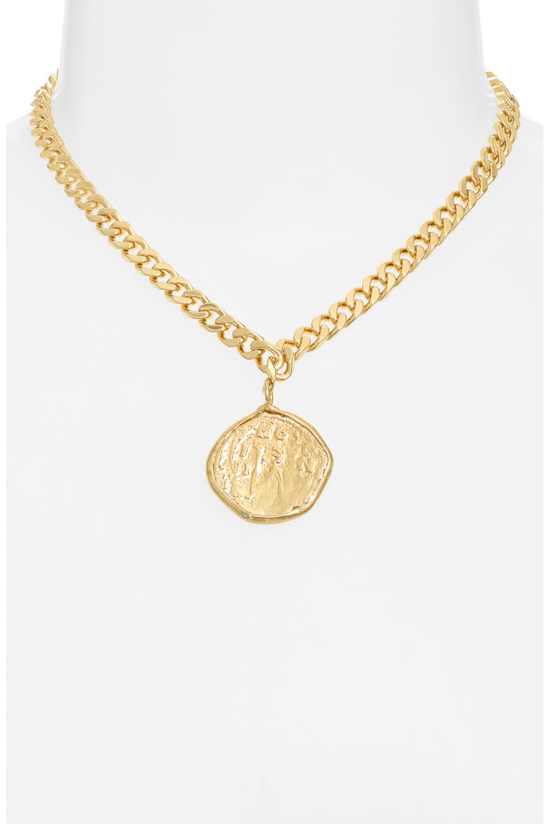 Empire 24k Gold Plate Pendant Necklace, Alternate, color, GOLD