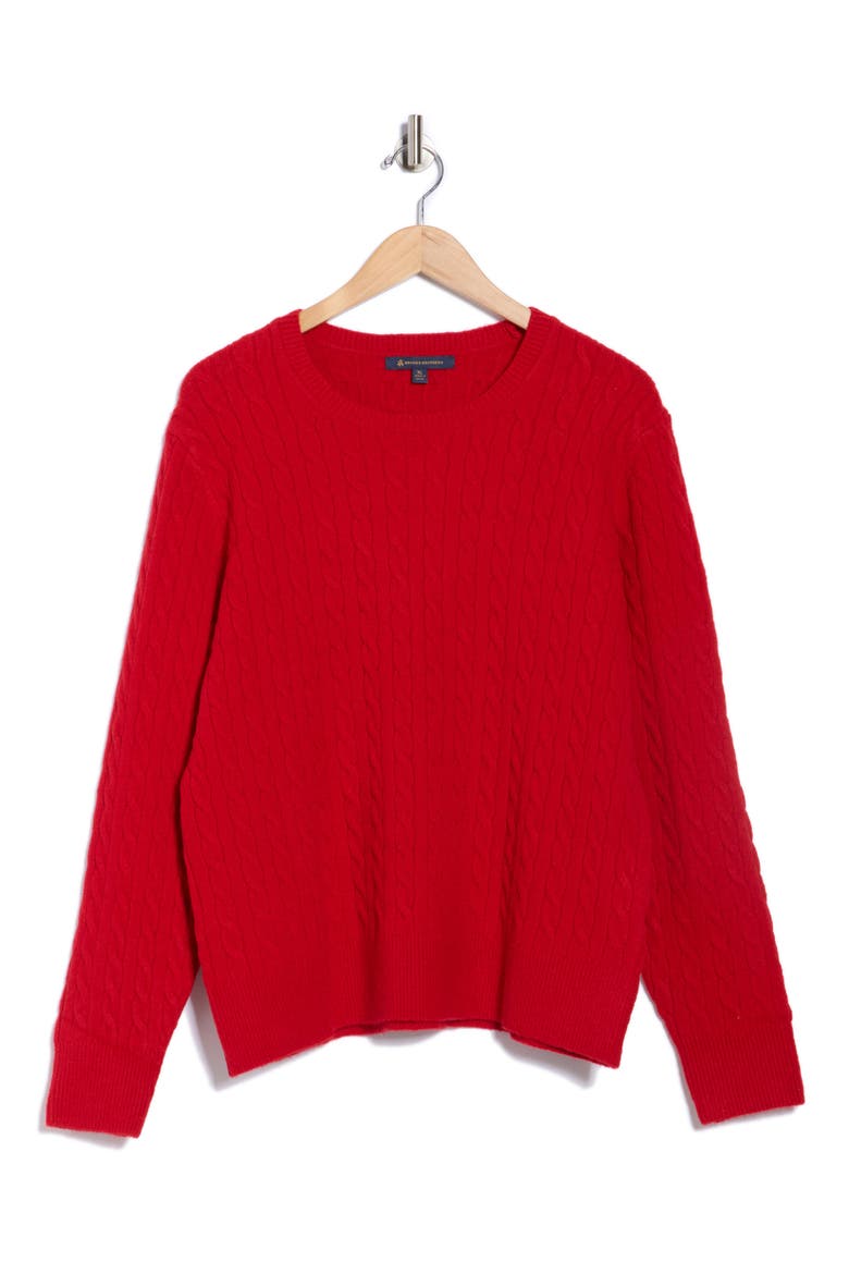 Cable Stitch Crewneck Sweater, Alternate, color, RED