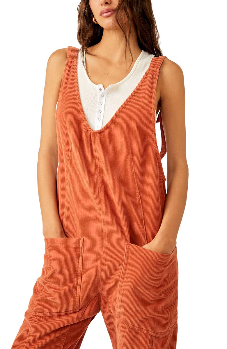Free People High Roller Corduroy Overalls, Alternate, color, 
