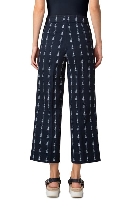 Akris Punto Chieko Sailboat Pinstripe Crop Pants In Navy-cream