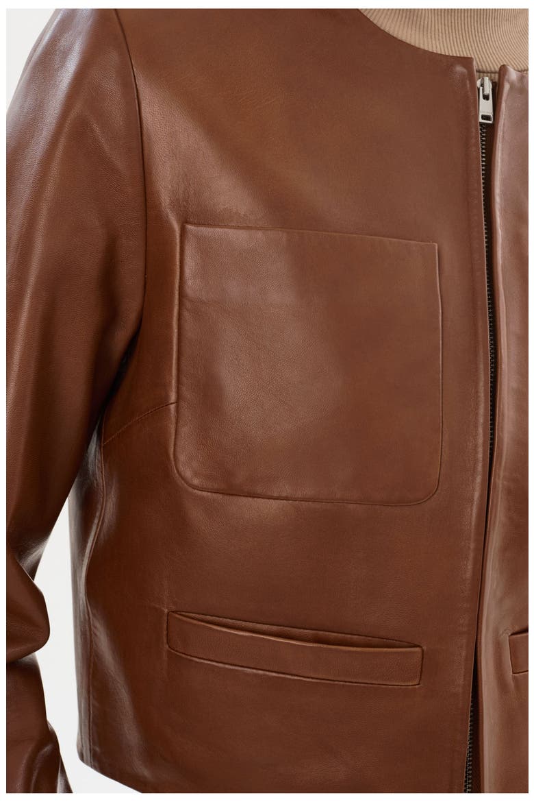 LINETTE | Leather Jacket, Alternate, color, Luggage