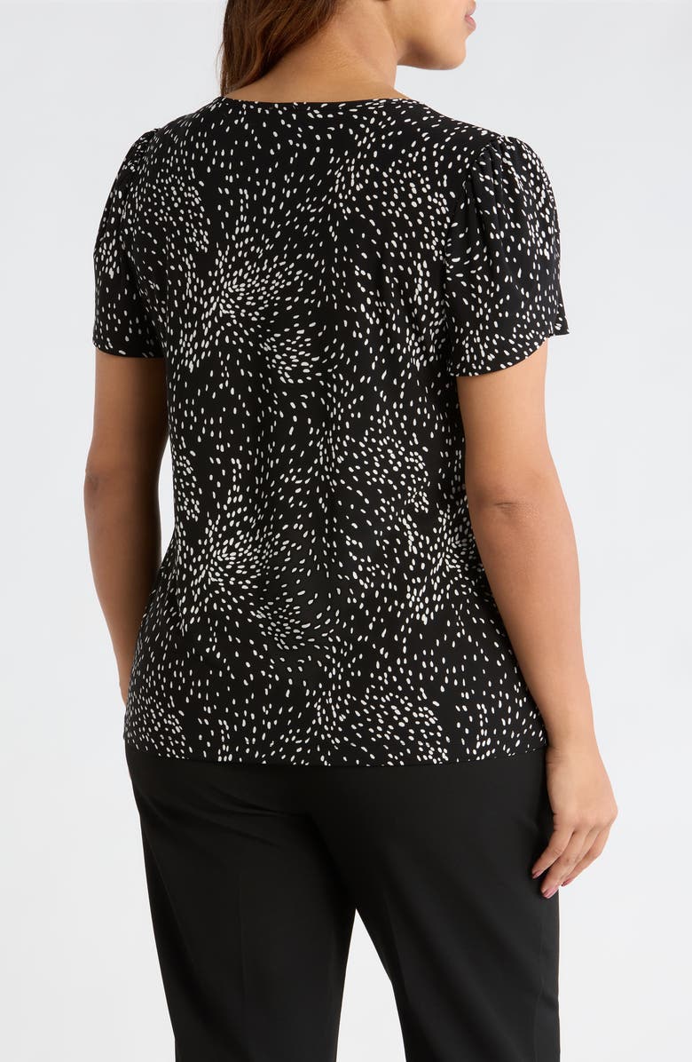 AK ANNE KLEIN Swirling Dot Print Tulip Sleeve Top, Alternate, color, Anne Black/ White Dove