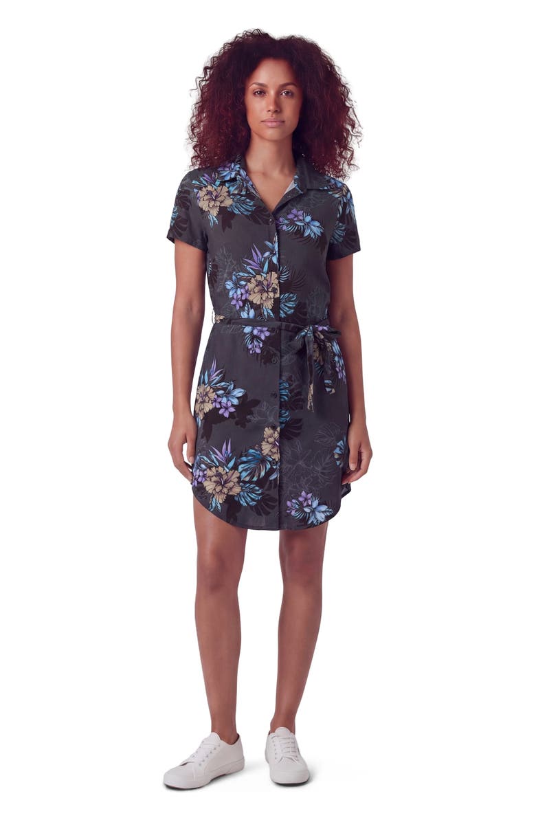 Lords of Harlech Exotic Floral Womens Shirt Dress, Main, color, Exotic Floral Black