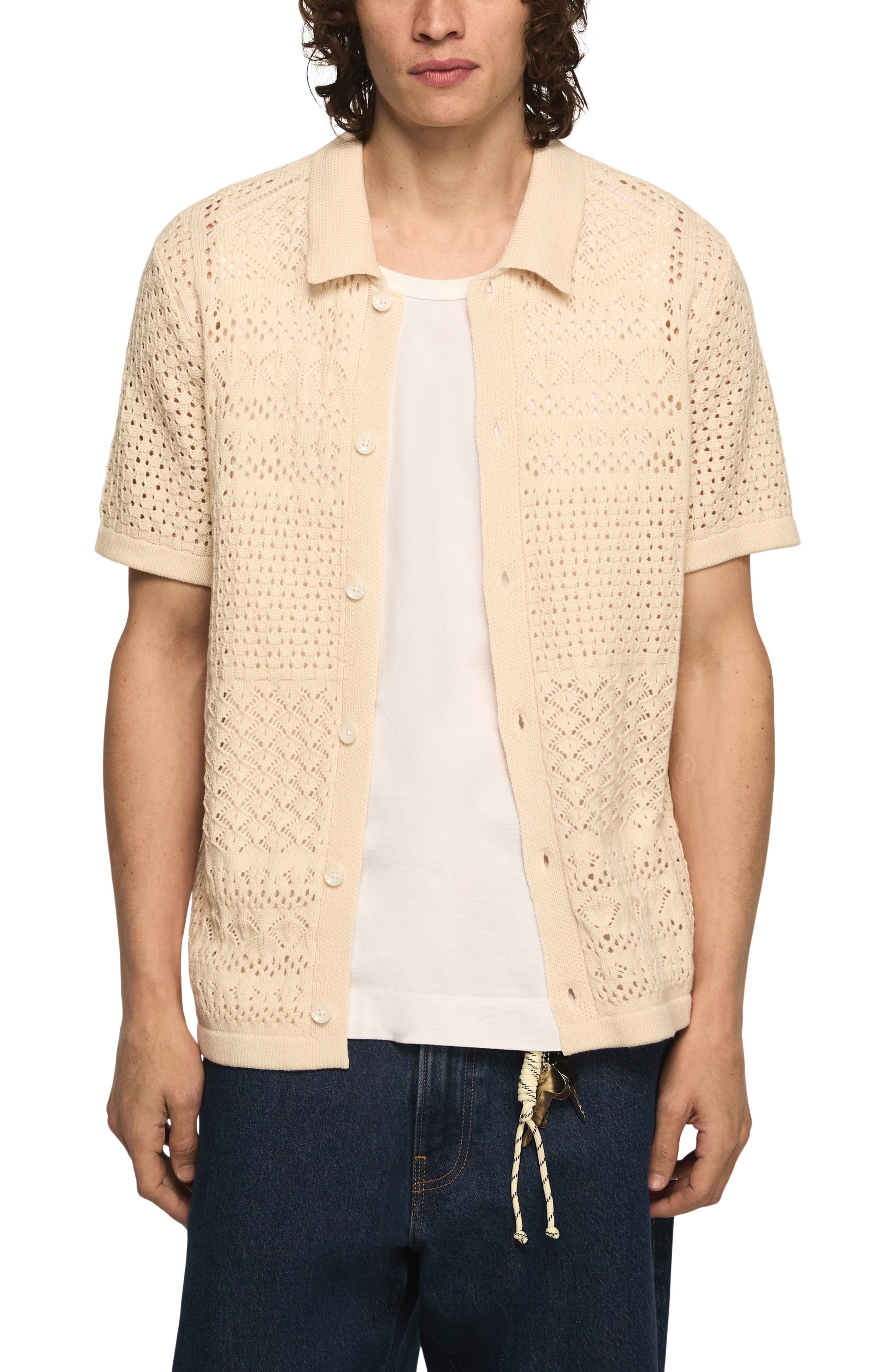 Granny Open Stitch Button-Up Shirt - image 5