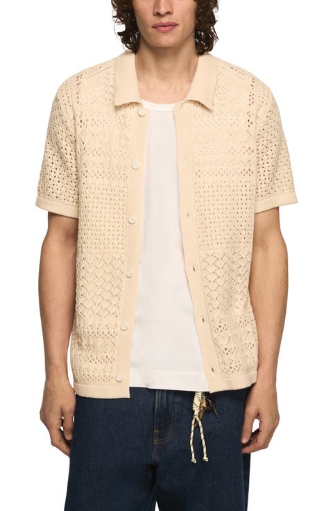 Granny Open Stitch Button-Up Shirt