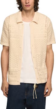 Lucky Brand Granny Open Stitch Button-Up Shirt