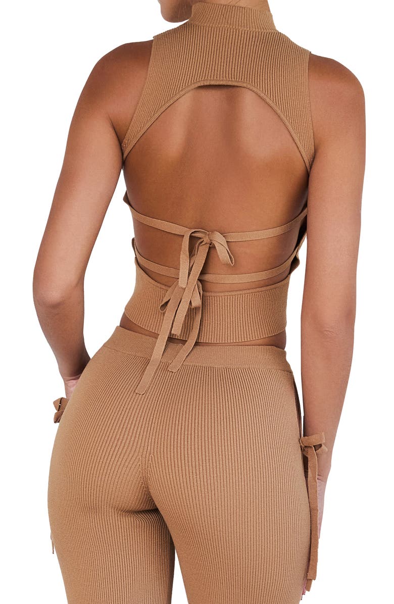 Mistress Rocks Sleeveless Ribbed Cutout Crop Top, Alternate, color,