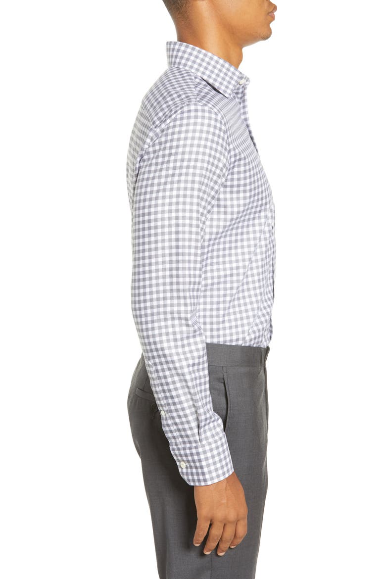 Slim Fit Check Dress Shirt, Alternate, color, TEXTURE CARBON