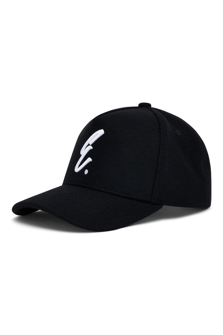 Logo Embroidered Wool Melton Snapback Hat, Main, color, BLACK