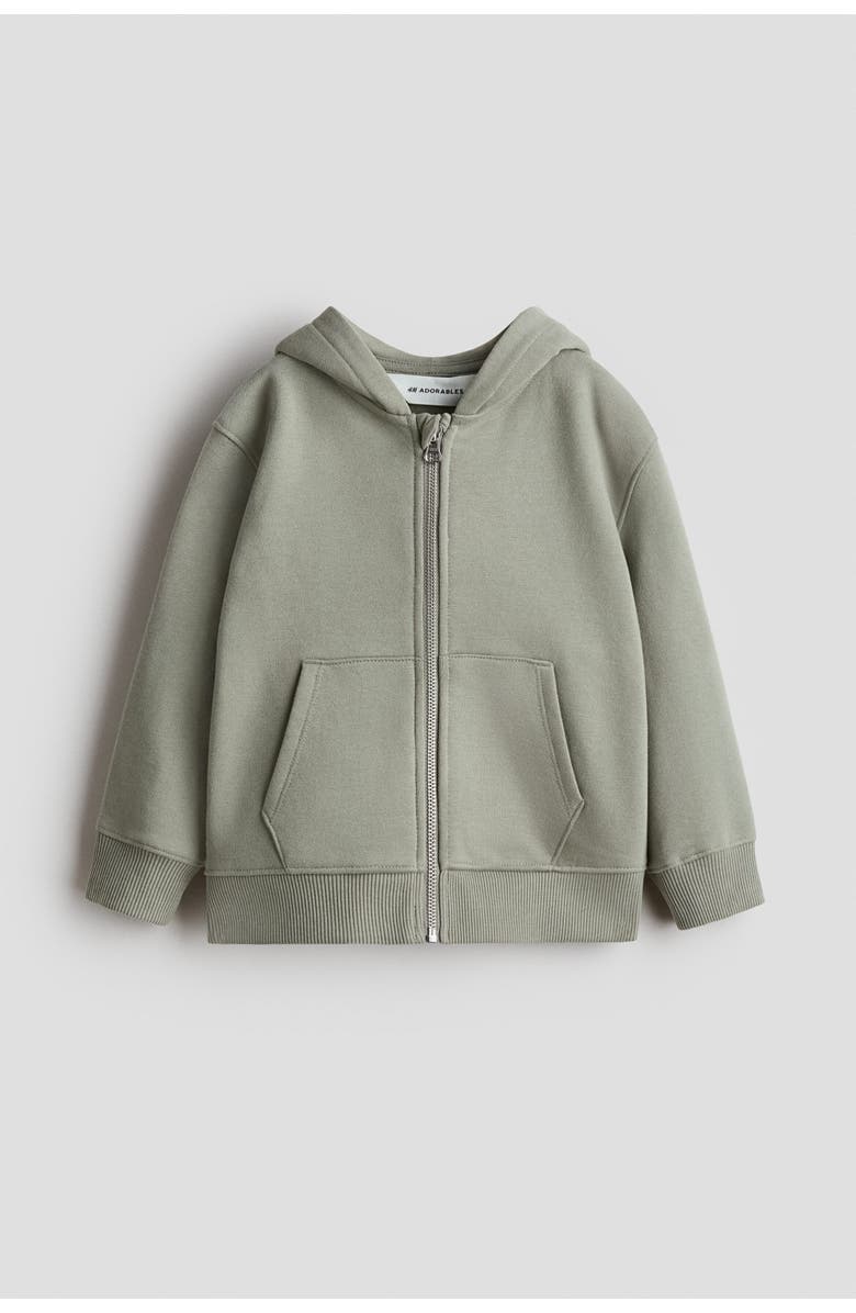 H&M Cotton Zip-through Hoodie, Main, color, Khaki Green