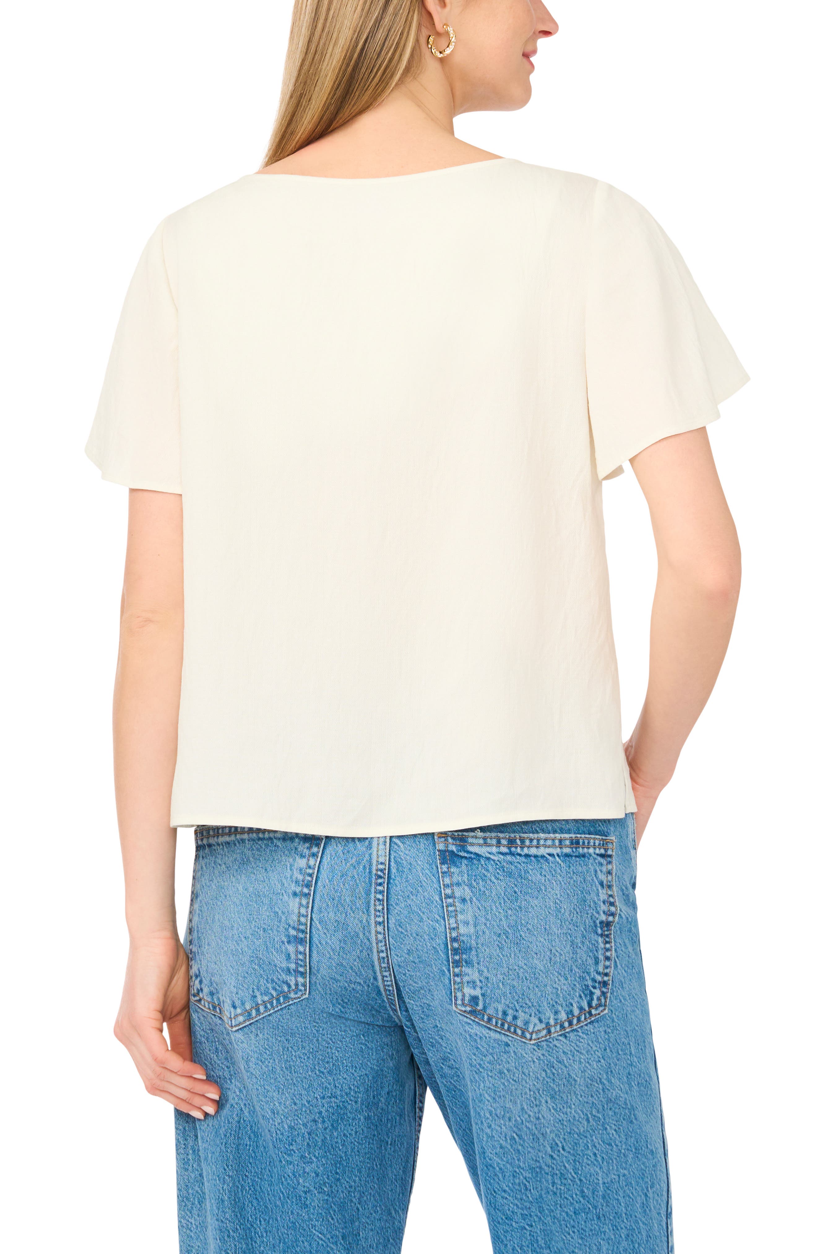 Placed Floral Flutter Sleeve Top - image 2