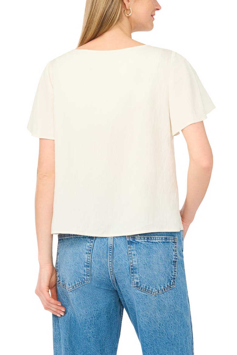 Placed Floral Flutter Sleeve Top, Alternate, color, ANTIQ WHITE