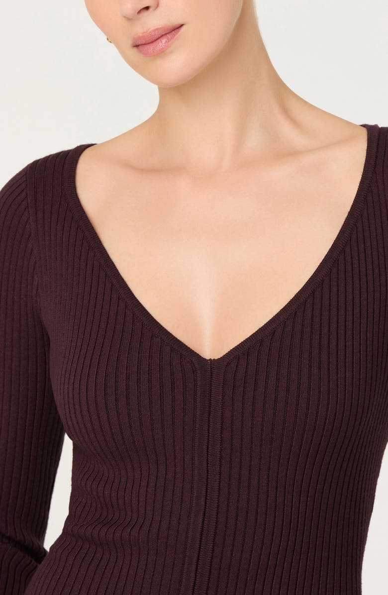 ASTR the Label Glenda Long Sleeve Rib Sweater Dress, Alternate, color, Dark Brown