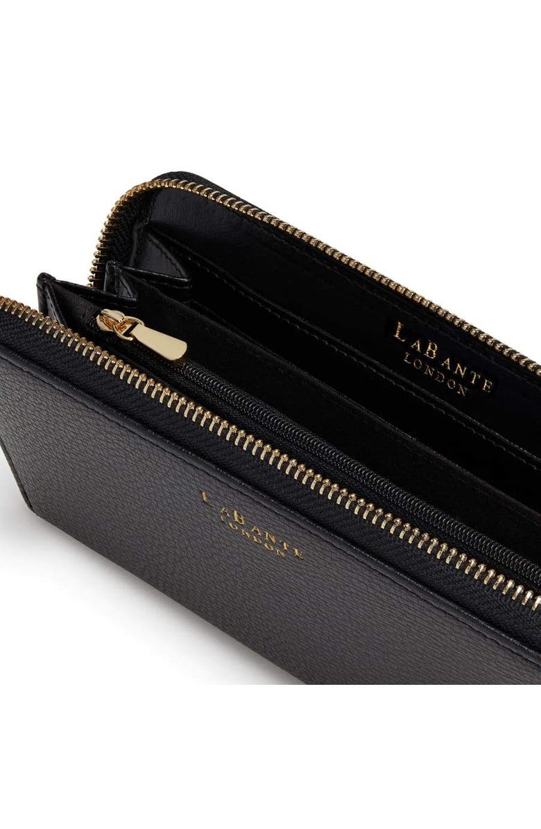 LaBante London Serene Vegan Zip Around Wallet, Alternate, color, Black