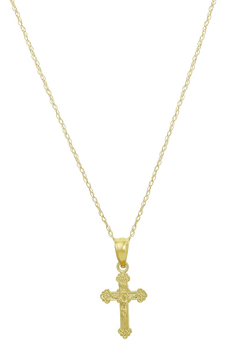 CANDELA JEWELRY 14K Gold Crucifix Necklace, Main, color, Gold