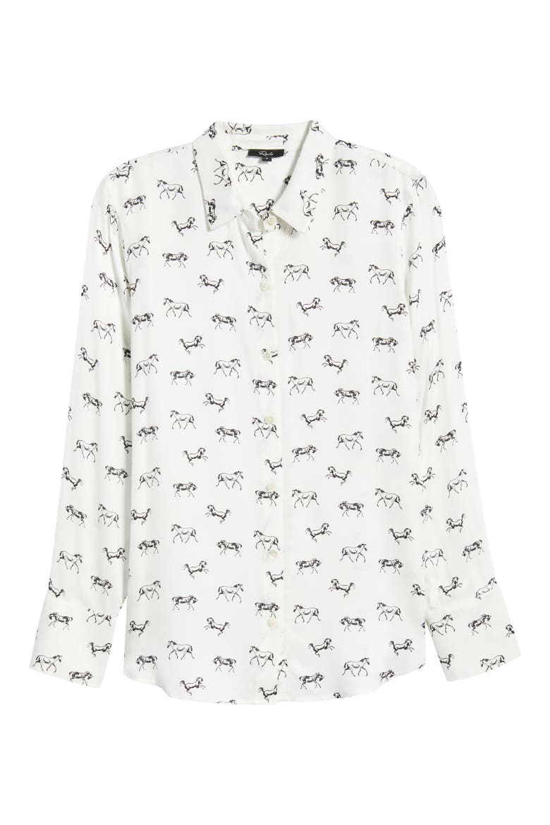 Saige Horse Print Button-Up Shirt, Alternate, color, IVORY WILD HORSES