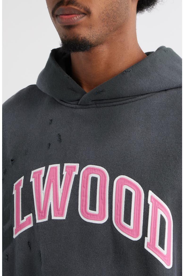 Fireside Distressed Logo Hoodie (Nordstrom Exclusive), Alternate, color, WASHED BLACK