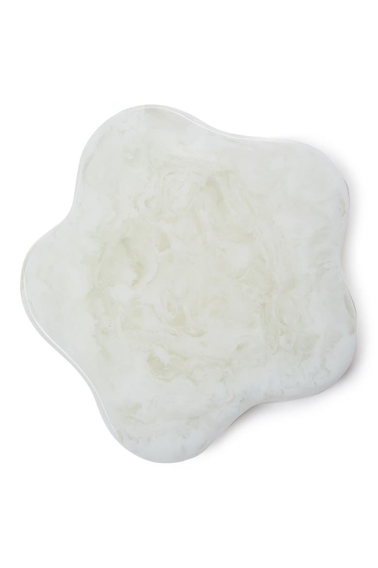 Pamana Marbled Flower Coaster, Main, color, WHITE GLOSS