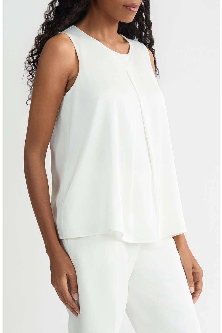 Box Pleat Sleeveless Matte Satin Top, Alternate, color, VANILLA ICE