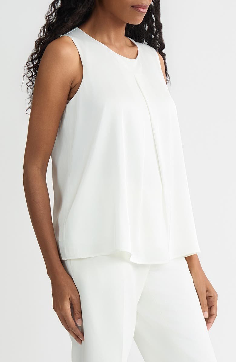 KASPER Box Pleat Sleeveless Matte Satin Top, Alternate, color, Vanilla Ice