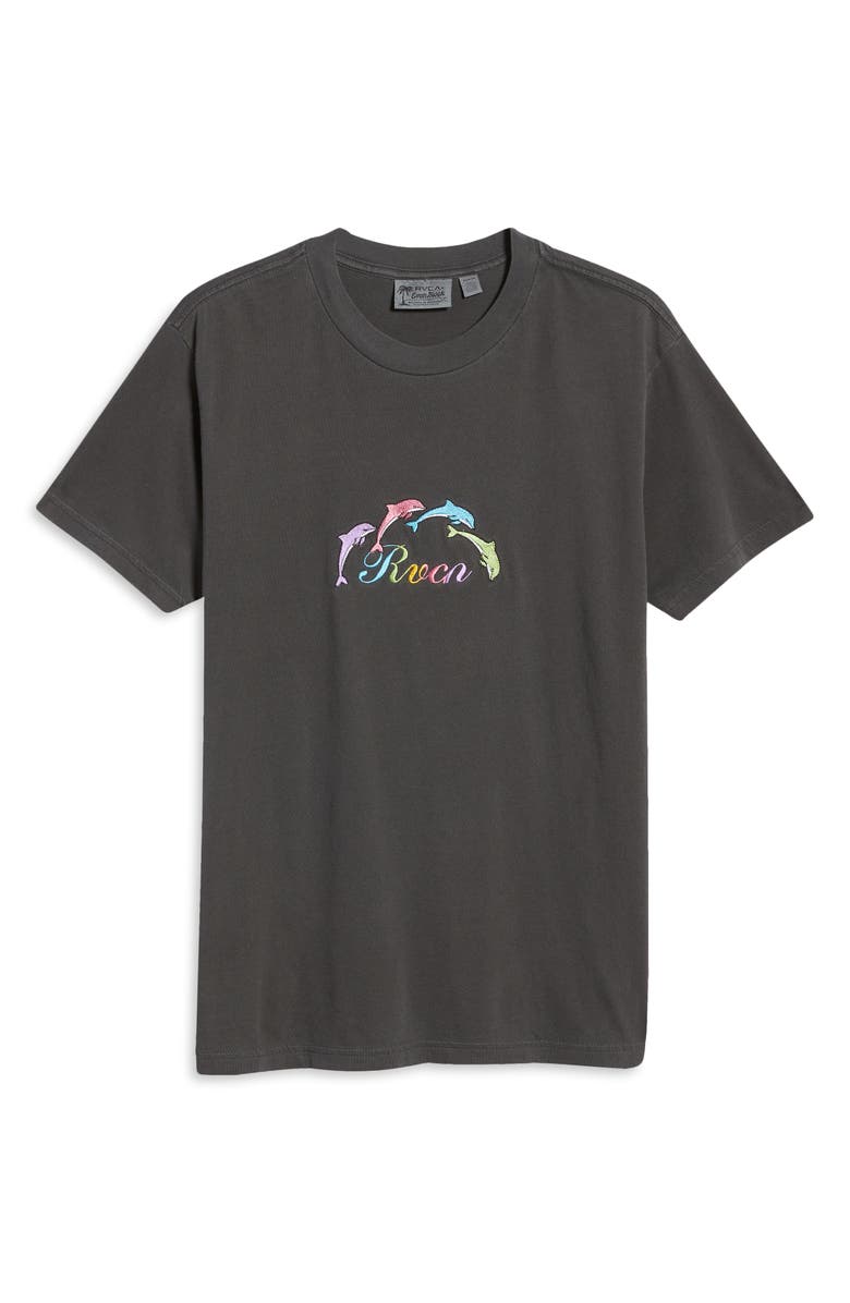 RVCA Mock Tourist Dolphin Embroidered T-Shirt, Alternate, color,