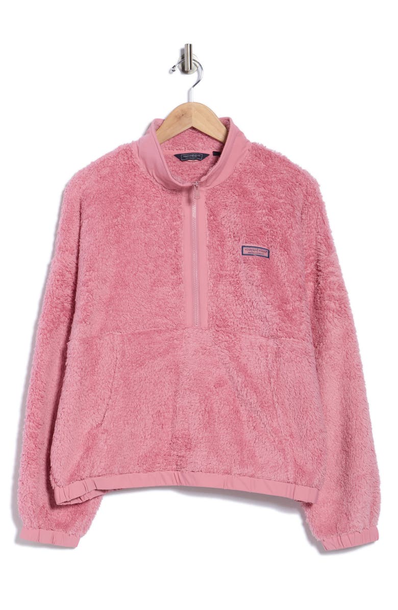 vineyard vines High Pile Fleece Pullover, Alternate, color, Mauve Rose