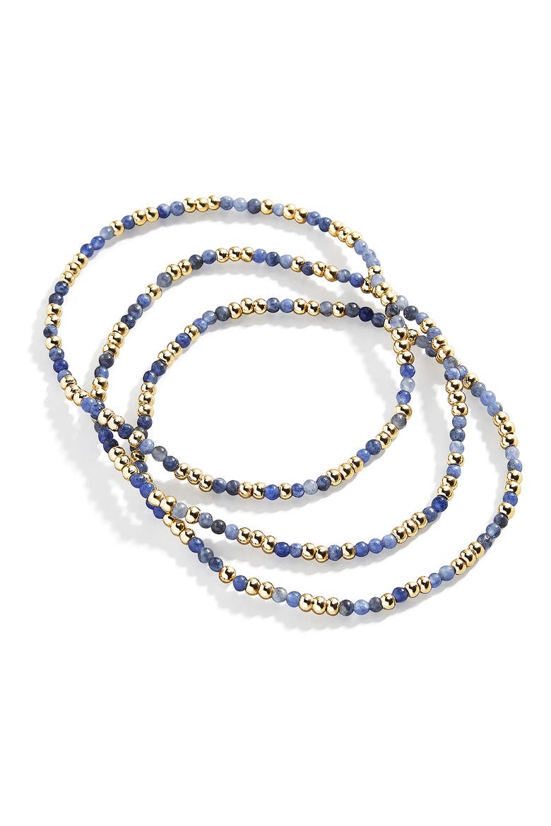 Sadie Set of 3 Semiprecious Bead Stretch Bracelets, Main, color, NAVY