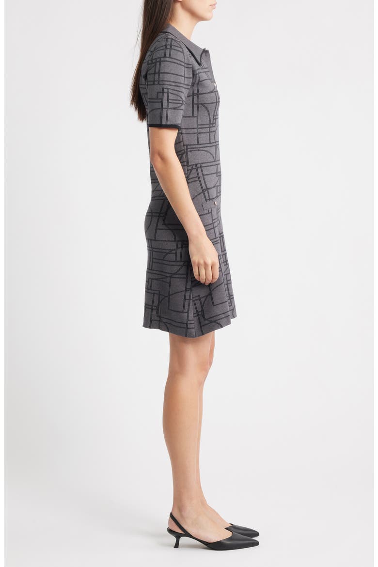 Jacquard Polo Minidress, Alternate, color, HEATHER GREY