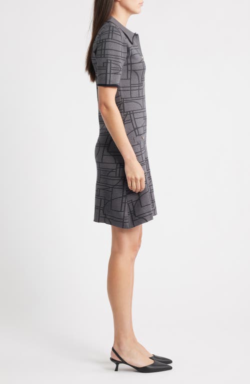 Zoe And Claire Jacquard Polo Minidress In Gray