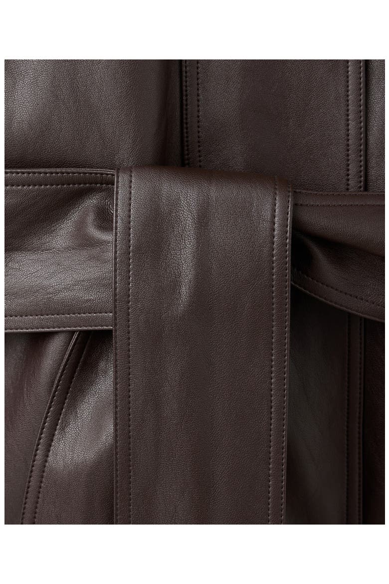 Oversize Belted Faux Leather Jacket, Alternate, color, CHOCOLATE