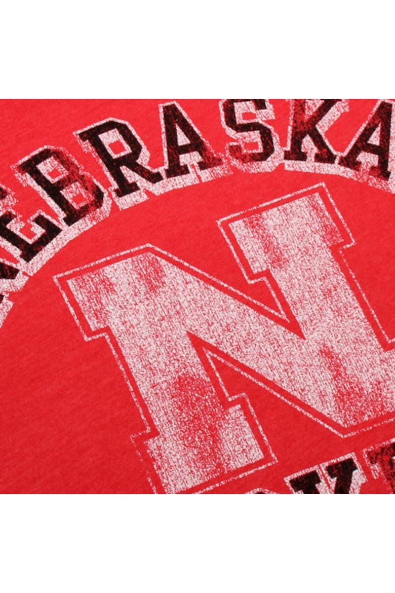 Women's Original Retro Brand Scarlet Nebraska Huskers Funnel Neck Pullover Sweatshirt, Alternate, color, Red
