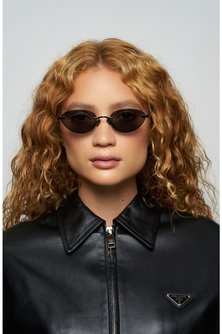Trinity 55mm Oval Sunglasses, Alternate, color, GLOSS BLACK