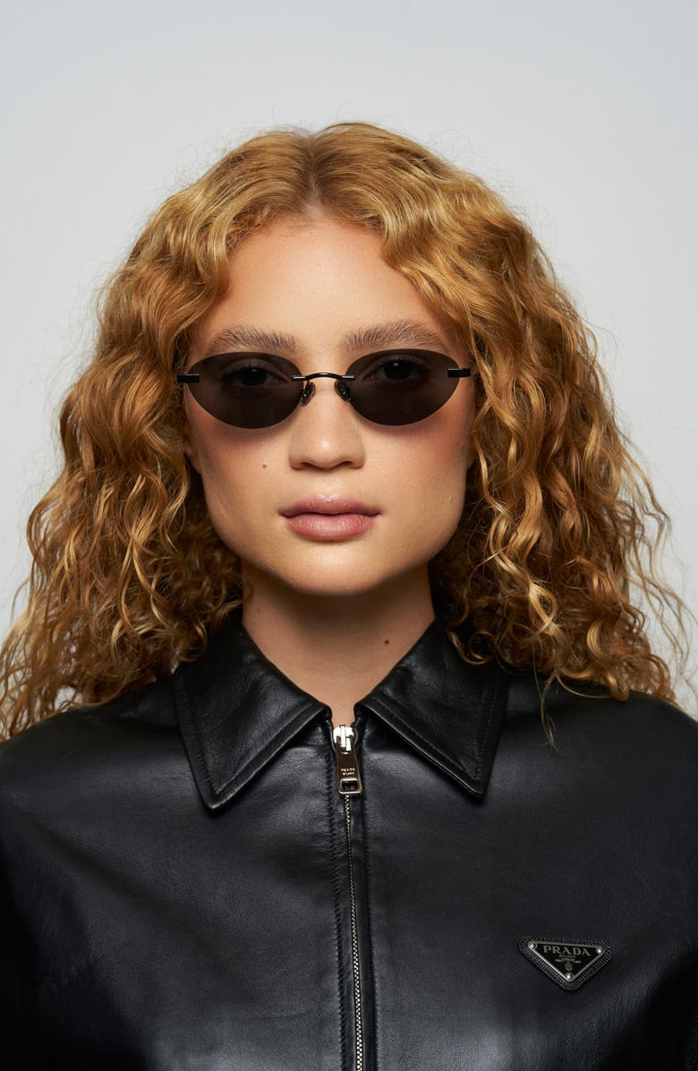 Elisa Johnson Trinity 55mm Oval Sunglasses, Alternate, color, Gloss Black