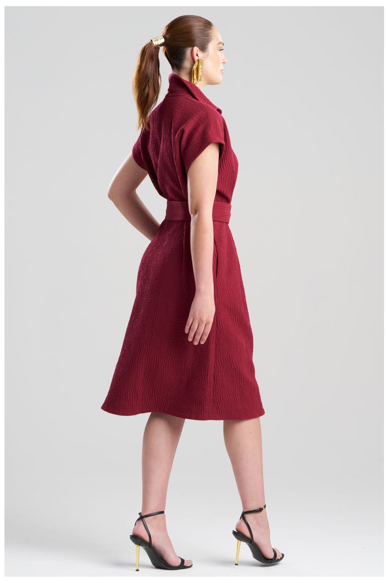 Textured Cotton Jacquard Shirt Dress, Alternate, color, RUBY