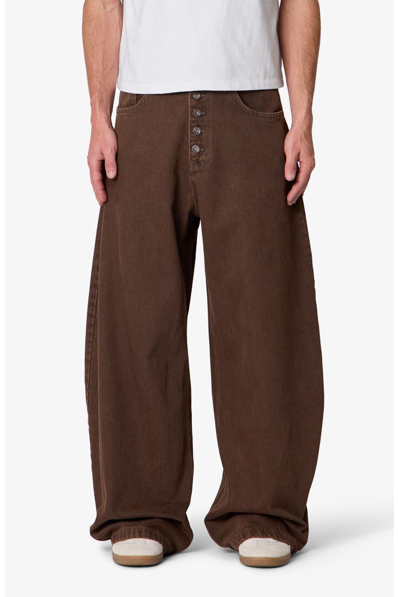 Exposed Shank Relaxed Barrel Leg Jeans, Main, color, BROWN