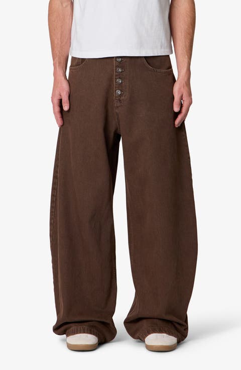 Exposed Shank Relaxed Barrel Leg Jeans