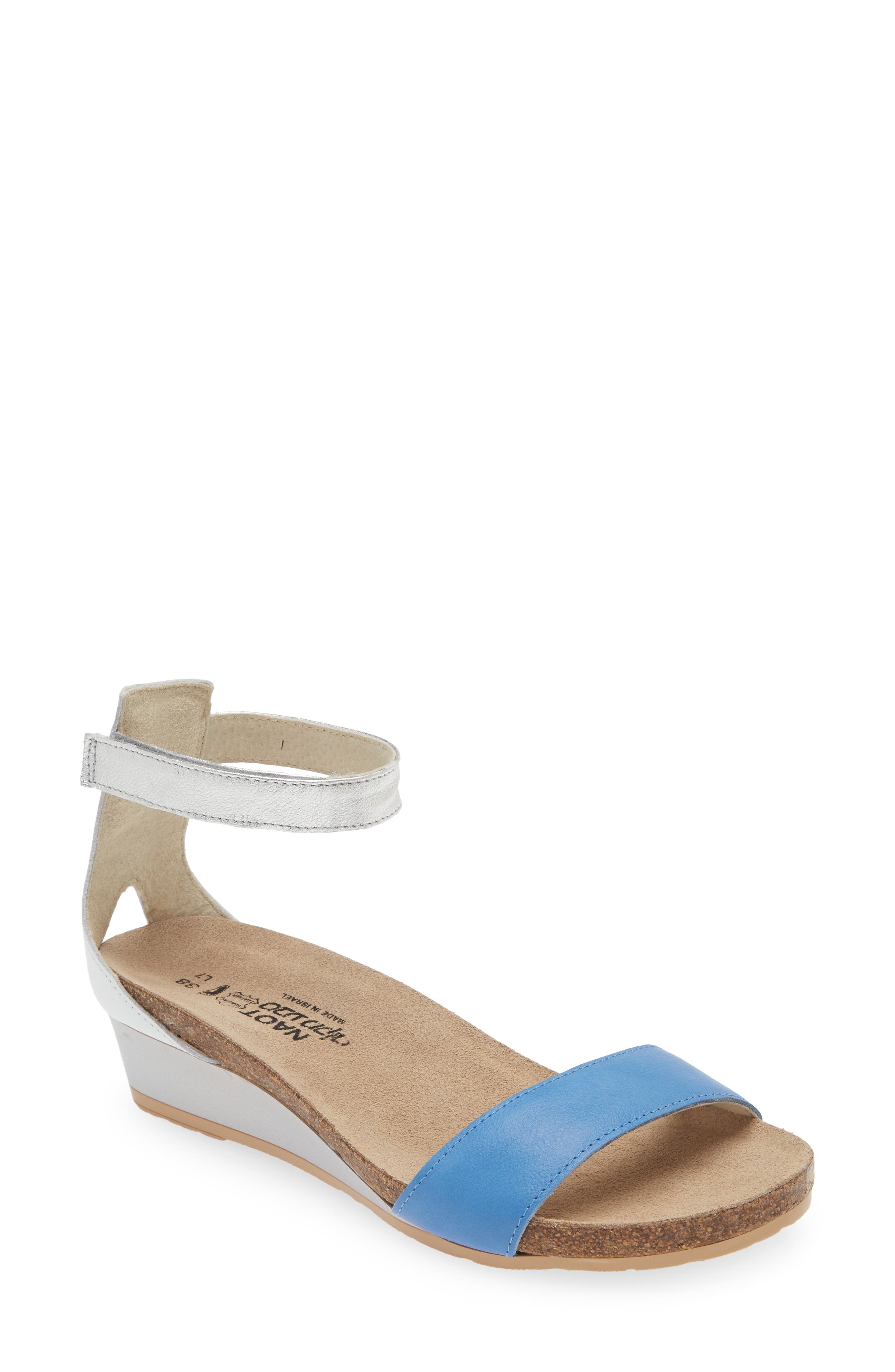 Naot 'Pixie' Sandal, Main, color, Sapphire Blue/ Silver/ White