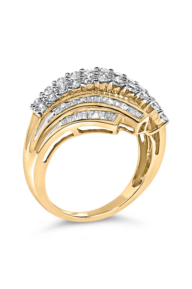 10K Gold 1.0 Cttw Diamond Bypass Style Modern Statement Ring, Alternate, color, Yellow Gold