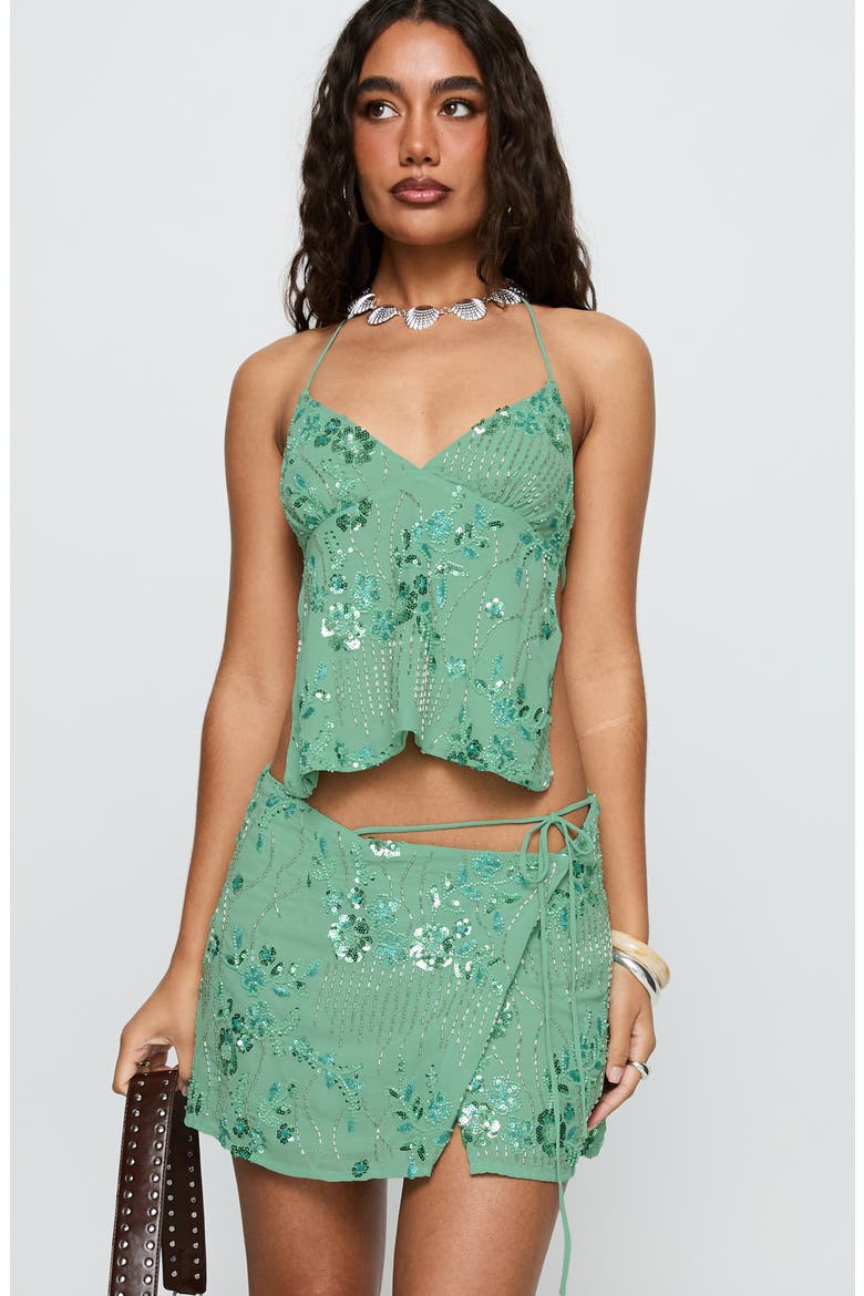 What A Coincidence Beaded Miniskirt, Alternate, color, TEAL
