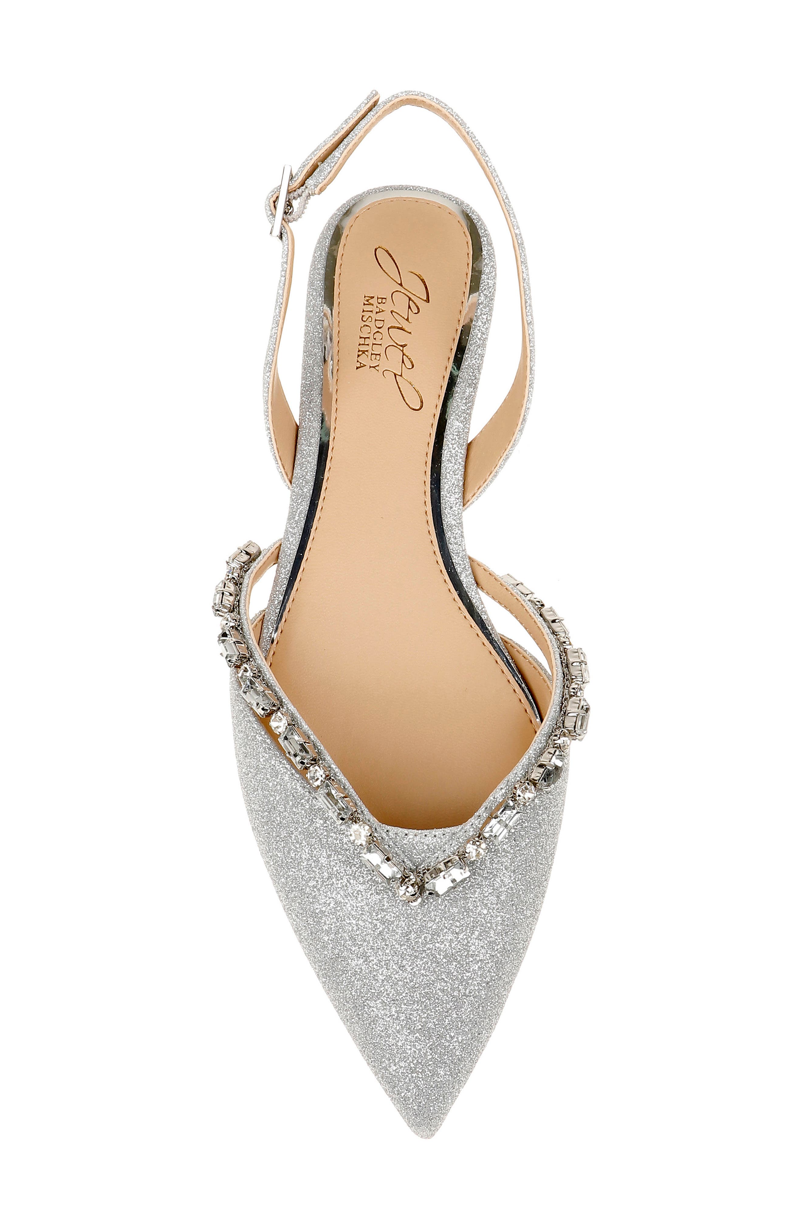 Jewel Badgley Mischka Camden Pointed Toe Slingback Flat, Alternate, color, 