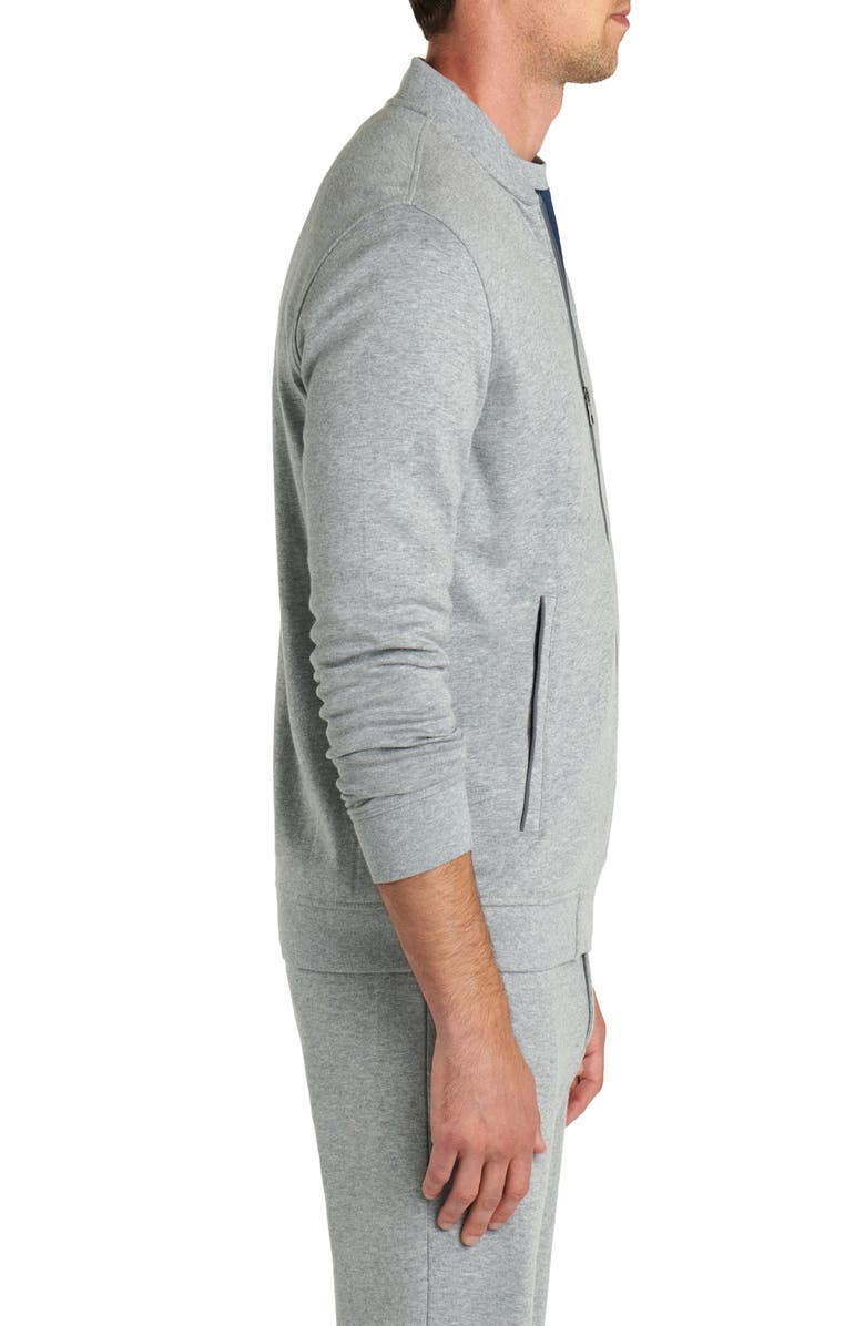 Bugatchi Comfort Zip Crewneck Sweatshirt, Alternate, color, Platinum