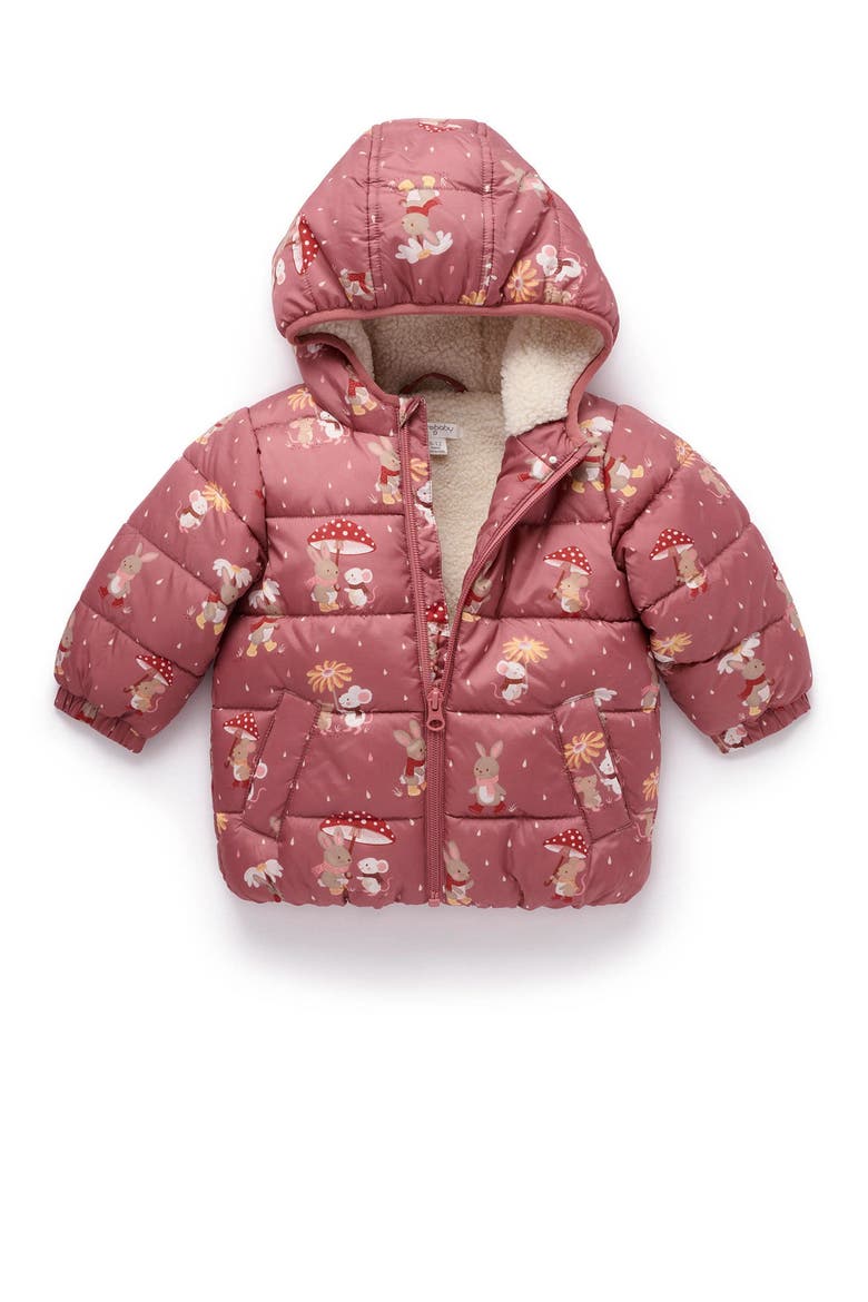 Baby Girl's Shearling Lined Puffer Jacket, Alternate, color, Umbrella Print