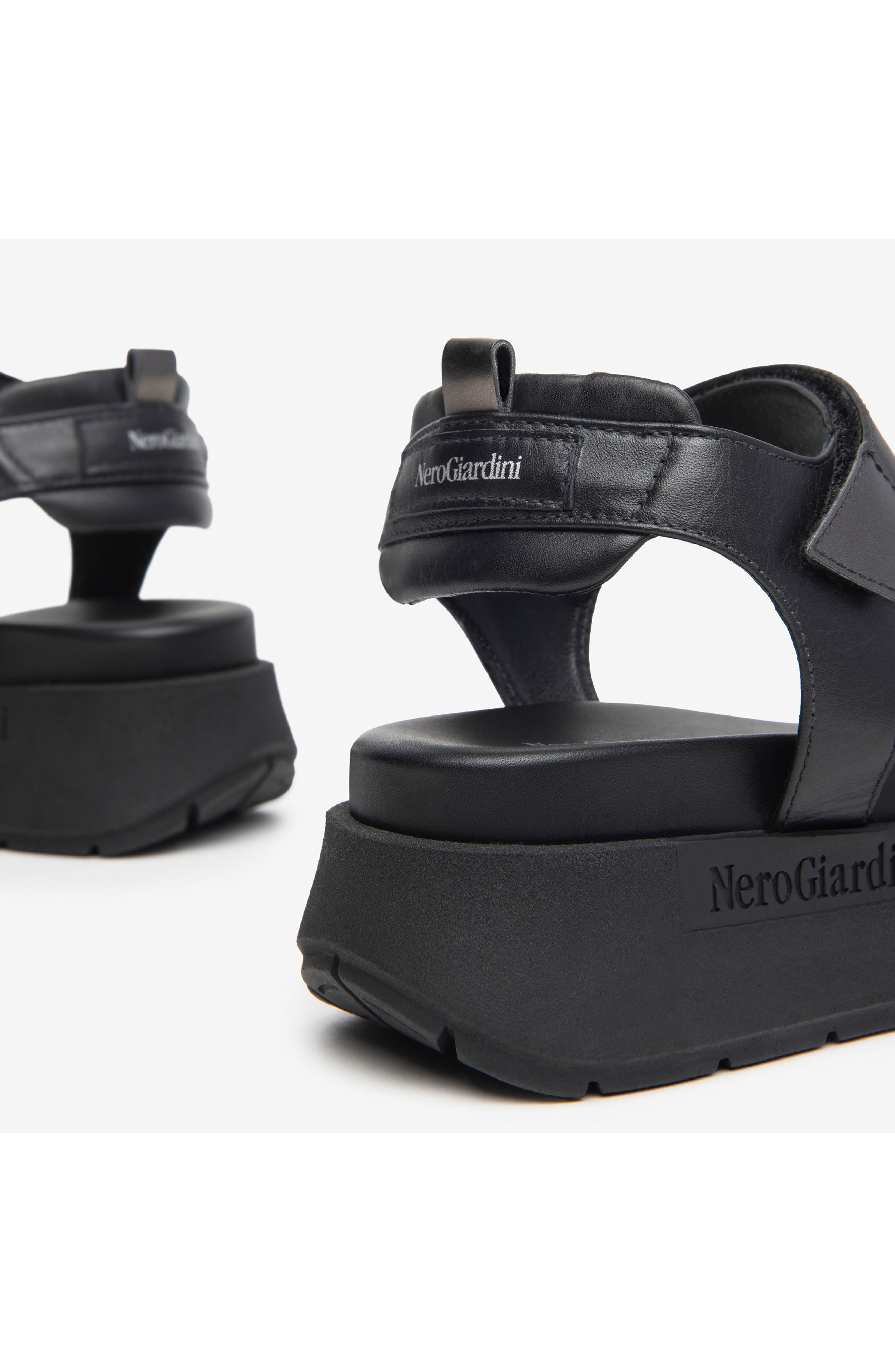 NeroGiardini Ankle Strap Platform Sandal, Alternate, color, Black