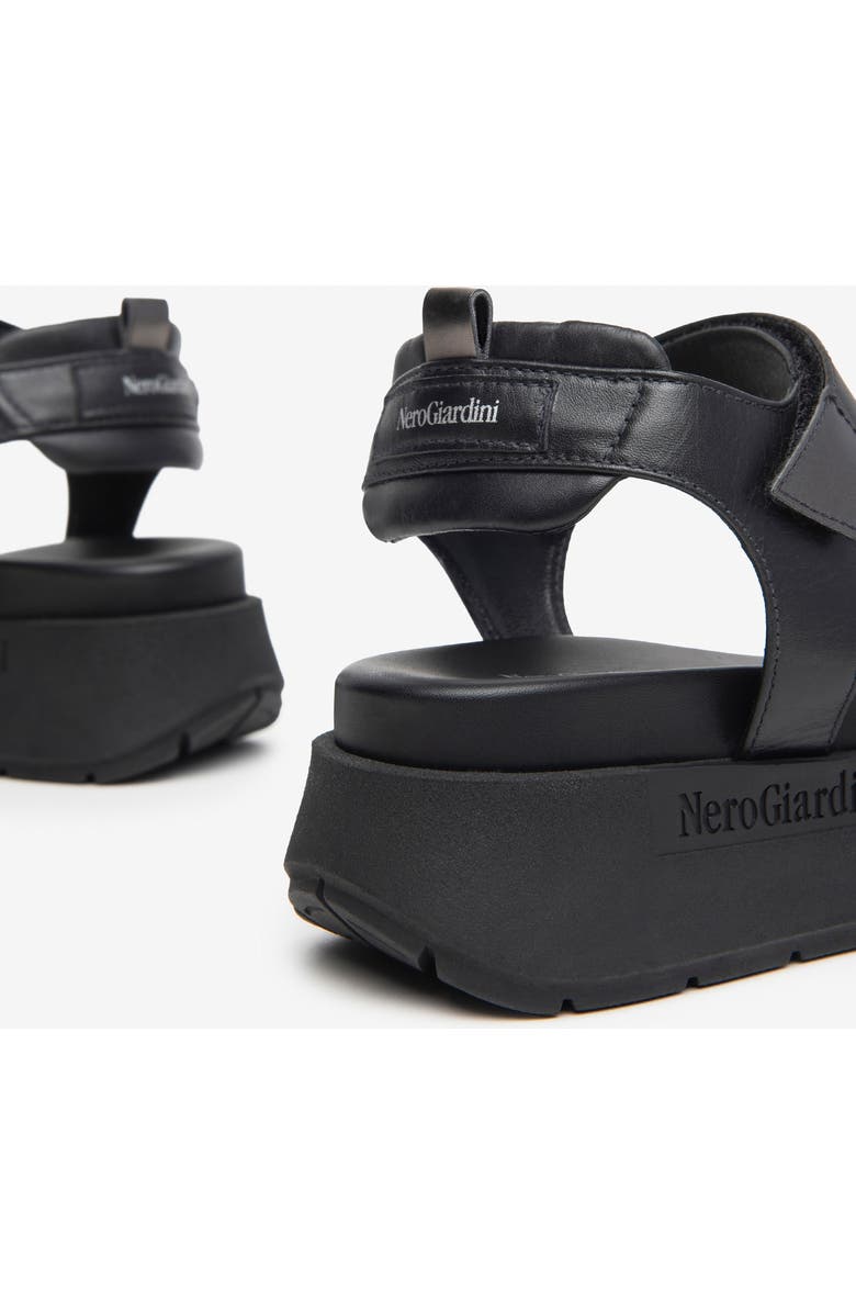 NeroGiardini Ankle Strap Platform Sandal, Alternate, color, Black