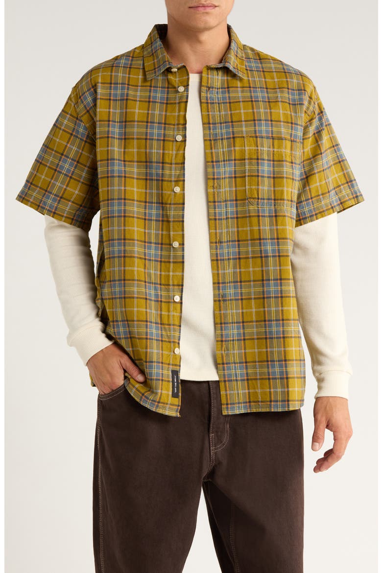 Lawson Plaid Short Sleeve Cotton & Linen Button-Up Shirt (Men